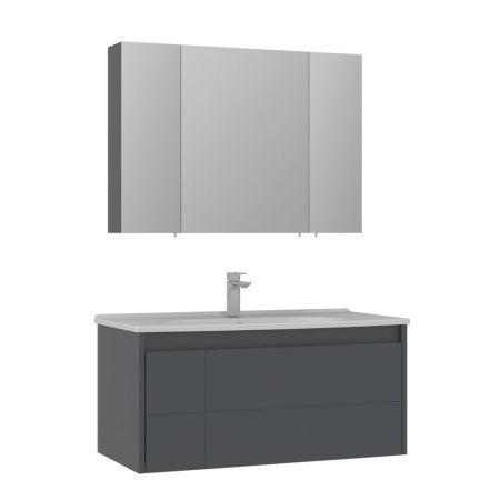 Тумба с раковиной Orka Likya 5002489 100х50 подвесная цвет черный