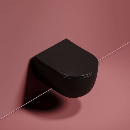 Унитаз подвесной Ceramica Nova MODENA CN6063MB черный с сиденьем микролифт безободковый душевой смыв