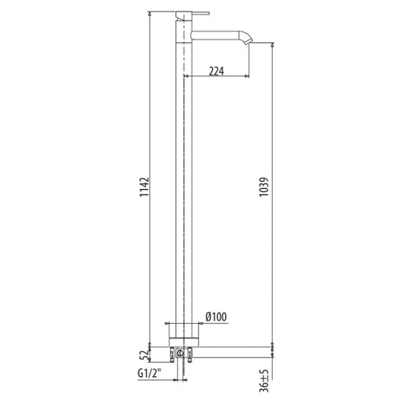 Смеситель Gattoni CIRCLE TWO 9109/90C0 напольный хром