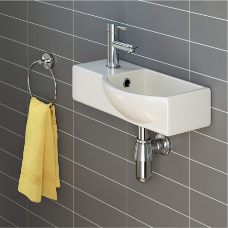 Раковина из сантехнического фарфора Melana 7947AR-805 40х20 подвесная цвет белый 1 отверстие под смеситель