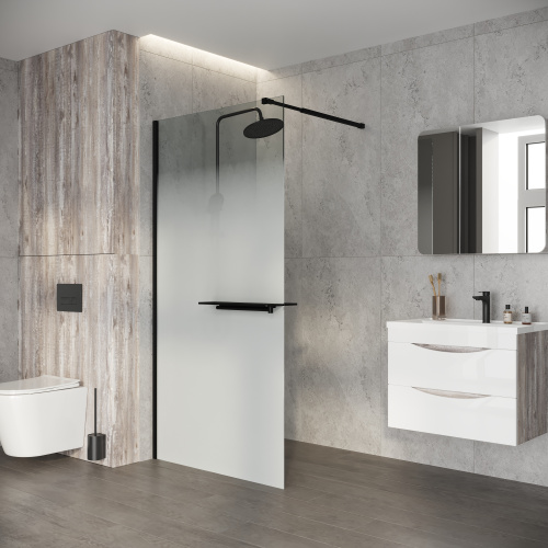 Душевая перегородка Niagara Nova NG-582-90BLACK 90х200 стекло матовое профиль черный матовый - фото 4
