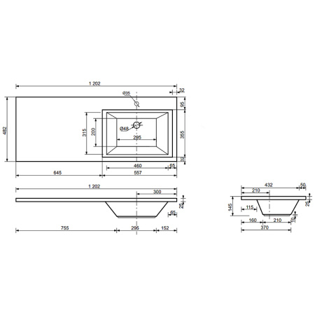 Тумба с раковиной Эстет Dallas Luxe 120 ФР-00001931 120х48х46 подвесная цвет белый
