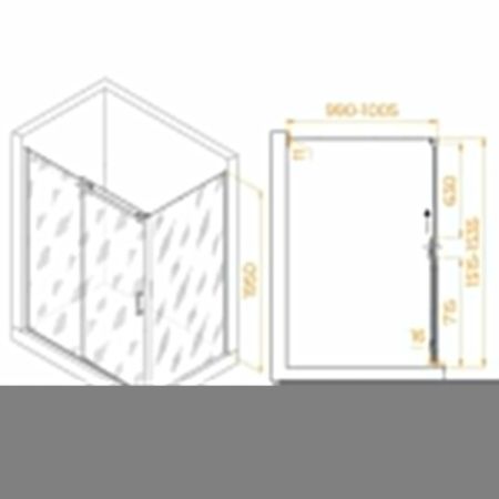 Душевой уголок RGW Tornado 020744150-14 150х100 стекло прозрачное профиль черный без поддона