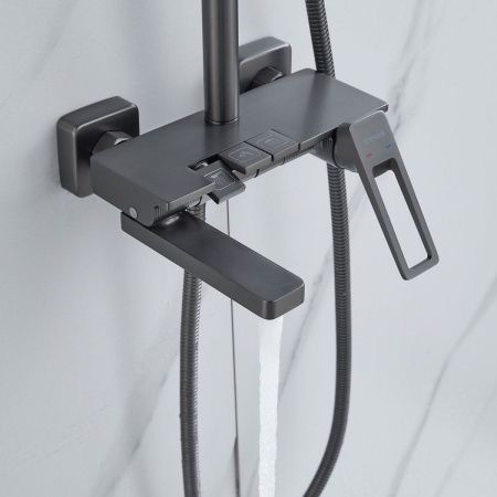 Душевая стойка Shevanik S6826T настенная цвет оружейная сталь