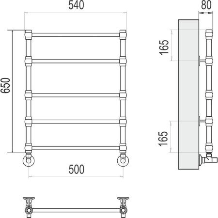 Полотенцесушитель водяной Terminus 4670030725059 55х65 хром