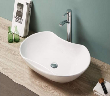 Раковина из санфаянса CeramaLux 9175 66х42 накладная цвет белый