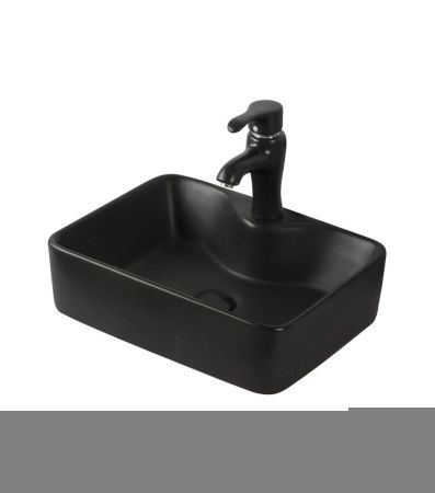 Раковина из сантехнического фарфора Orange B01-475mb 50х40 накладная цвет черный 1 отверстие под смеситель