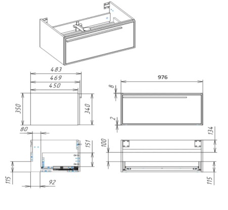 Тумба со столешницей La Fenice ELBA NFNC-01-ELB-C-100-3-GG 100х50 подвесная цвет бежевый