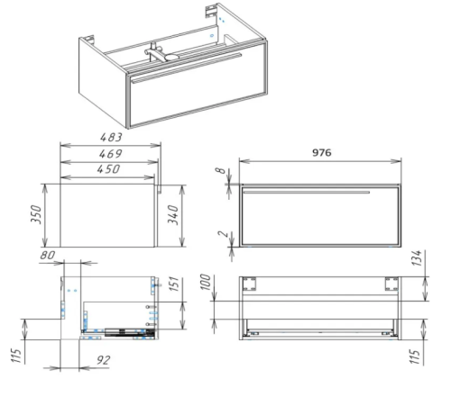 Тумба с раковиной La Fenice ELBA NFNC-01-ELB-C-100-3-100 101х36х49 подвесная цвет бежевый - фото 3