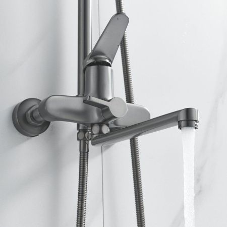 Душевая стойка Shevanik S6236T настенная цвет оружейная сталь