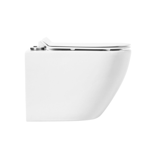 Унитаз подвесной Art&Max Ovale AM011CHR/SC белый с сиденьем микролифт каскадный смыв - фото 2