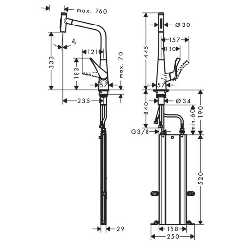 Смеситель для кухни Hansgrohe Metris Select 73816000 на мойку хром - фото 2
