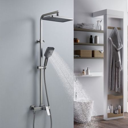 Душевая стойка Shevanik S4636T настенная цвет оружейная сталь