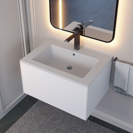 Раковина из искусственного камня Uperwood Parma Quartz 291003001 70х50 полувстраиваемая цвет белый