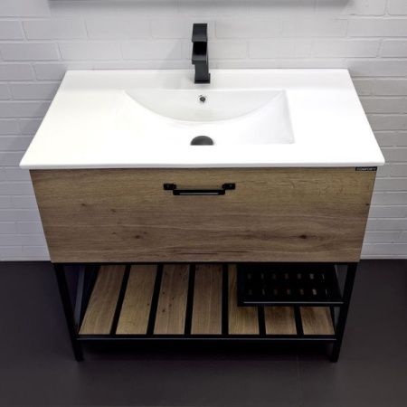 Тумба с раковиной Comforty Бредфорд 00-00009403CF 90х50 напольная цвет коричневый