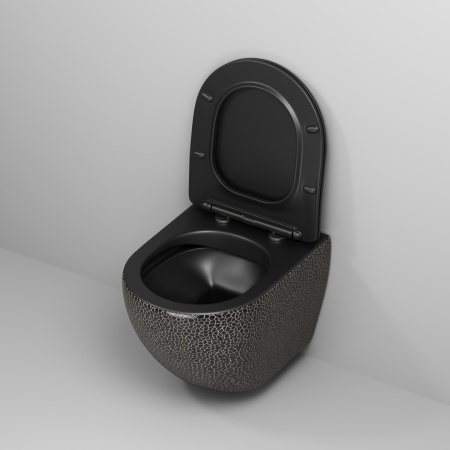 Унитаз подвесной Grossman Санфаянс GR-4455BBLS черный глянцевый с сиденьем микролифт безободковый каскадный смыв