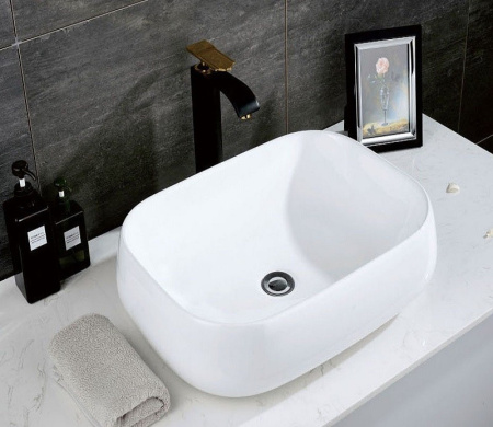 Раковина из санфаянса CeramaLux 9243 58х43 накладная цвет белый