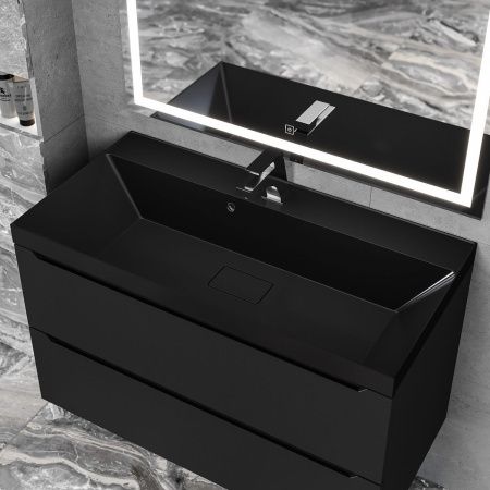 Раковина из искусственного камня Uperwood Classic New RClassicNew90bg 90х50 полувстраиваемая цвет черный