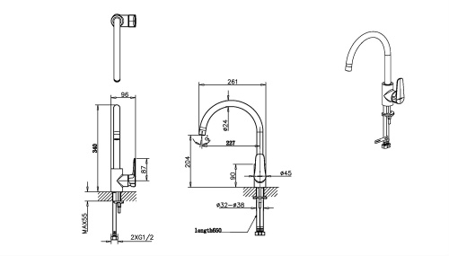 Смеситель для кухни Bravat Source F7173218BW-ENG на столешницу черный - фото 2