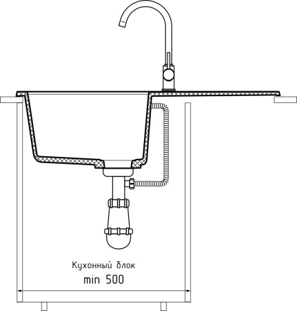 Кухонная мойка Granfest Quadro Q-780L графит 77х50 цвет графит поверхность матовая