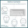 Ванна чугунная Delice Camelot DLR230616-AS 180х80 пристенная прямоугольная без ножек с антискользящим покрытием