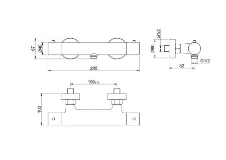 Смеситель для душа Aquatek ЕВРОПА AQ1363MB настенный черный с термостатом