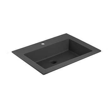 Раковина кварцевая Vincea VCB-13600B 60х48 встраиваемая цвет черный матовый 1 отверстие под смеситель