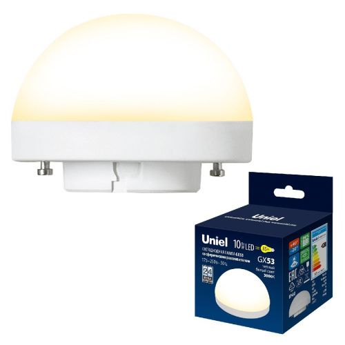 Лампа светодиодная Uniel LED-GX53-10W/3000K/GX53/FR/SPHERE PLZ02WH - фото 5