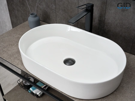 Раковина керамическая Gid Lago 51203 60х40 накладная цвет белый без отверстий под смеситель