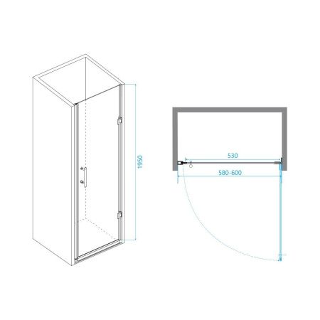 Душевая дверь RGW Passage 41080606-54 60х195 стекло шиншилла профиль черный