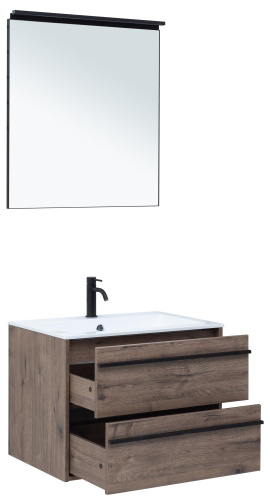 Комплект мебели: тумба с раковиной + зеркало Aquanet Lino 00271954 70х50х138,3 подвесной - фото 2