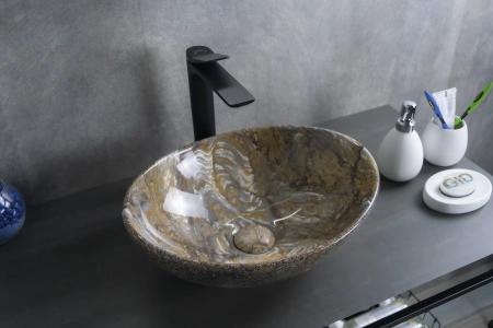 Раковина керамическая Gid Lago 54472 40х30 накладная цвет многоцветный без отверстий под смеситель