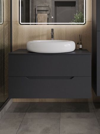 Тумба с раковиной Orange Line Li-100TugMDF+B08-640W 100х50 цвет серый