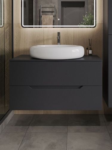 Тумба с раковиной Orange Line Li-100TugMDF+B08-640W 100х50 цвет серый - фото 3