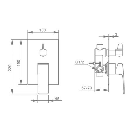 Смеситель для ванны и душа Raglo R01 R01.272.03 встраиваемый в стену золото
