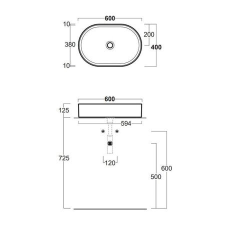 Раковина из сантехнического фаянса Simas Folio FO02bi 60х40 накладная цвет белый без отверстий под смеситель