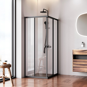 Душевой уголок Am.Pm Sunny W87G-403-10080-BT 98х78 стекло прозрачное профиль черный матовый без поддона