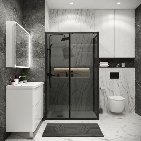 Душевая перегородка Grossman Cosmo 200.K33.02.90.21.10 90х195 стекло тонированное профиль черный