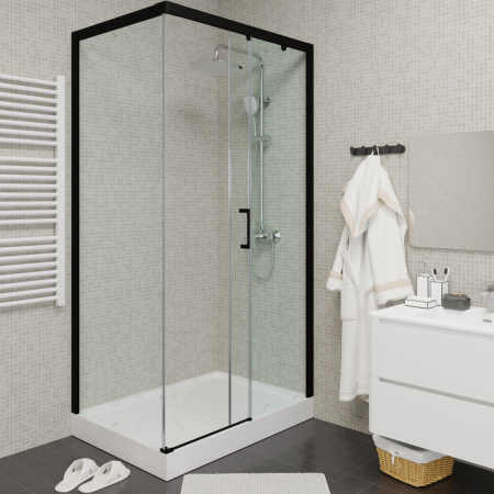 Душевой уголок Cerutti SPA VITO110B-R 110х80 стекло прозрачное профиль черный без поддона