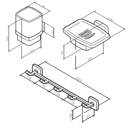 Набор аксессуаров для ванной Am.Pm Gem AK90B1603W