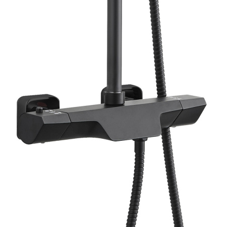 Душевая стойка Bond Cube B03-9488 настенная цвет черный матовый с термостатом