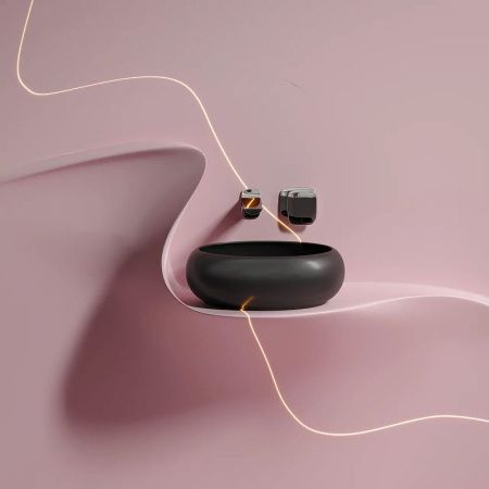 Раковина из сантехнического фарфора Ceramica Nova ELEMENT CN6050MB 40х40 накладная цвет черный без отверстий под смеситель