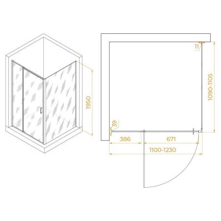 Душевой уголок RGW Passage 350807812-14 110х110 стекло прозрачное профиль черный без поддона