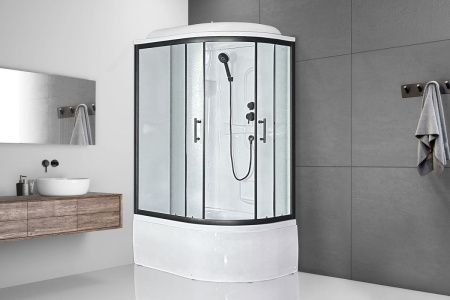 Душевая кабина Royal Bath BK RB8120BK1-M-L-BL Practic 120х80 асимметричная с крышей ориентация левая