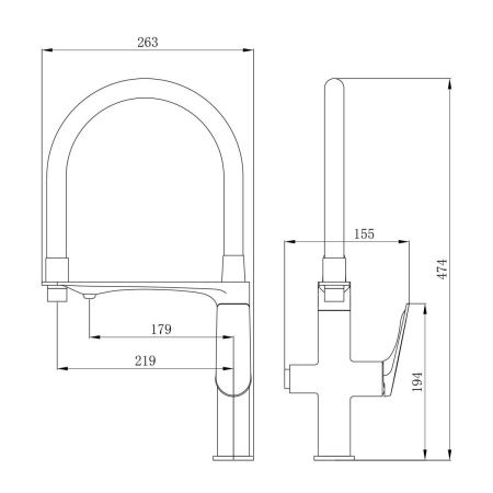 Смеситель для кухни Tokito MITSUISHI TOK-MIT-1012GM на мойку вороненая сталь