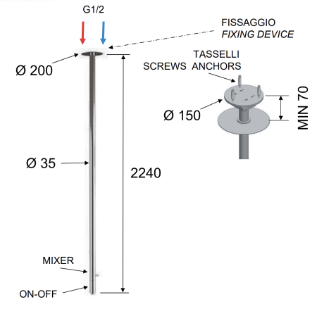 Смеситель для раковины Remer X Style N17LXLXV на потолок нержавеющая сталь