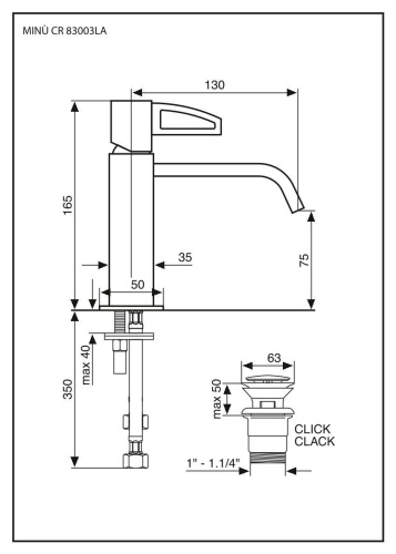 Смеситель Emmevi Minu 83003LA/CR на раковину хром - фото 2