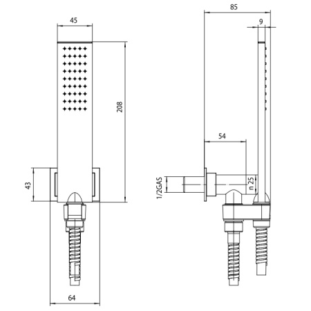 Душевой гарнитур Bossini Flat One C13001.030 настенный  хром