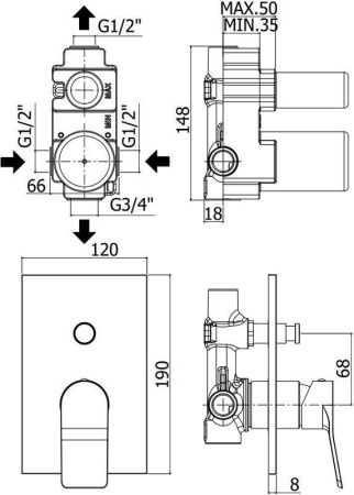 Смеситель для душа Paffoni Tilt TI015BO/M встраиваемый в стену белый
