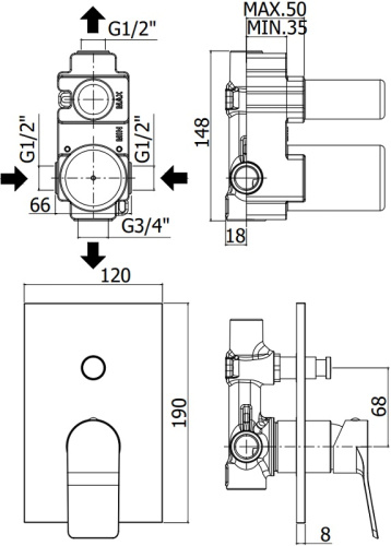Смеситель для душа Paffoni Tilt TI015BO/M встраиваемый в стену белый - фото 2